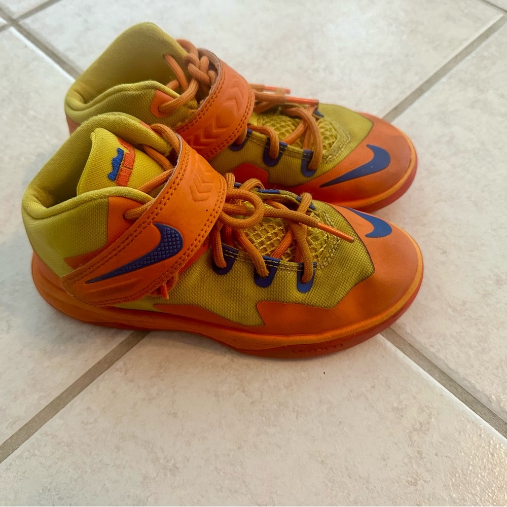 Nike Lebrons Kids Orange and Yellow Shoes Sneakers Size 13C